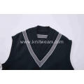 Boy's Knitted Cable Contrast Stripe Neck School Vest